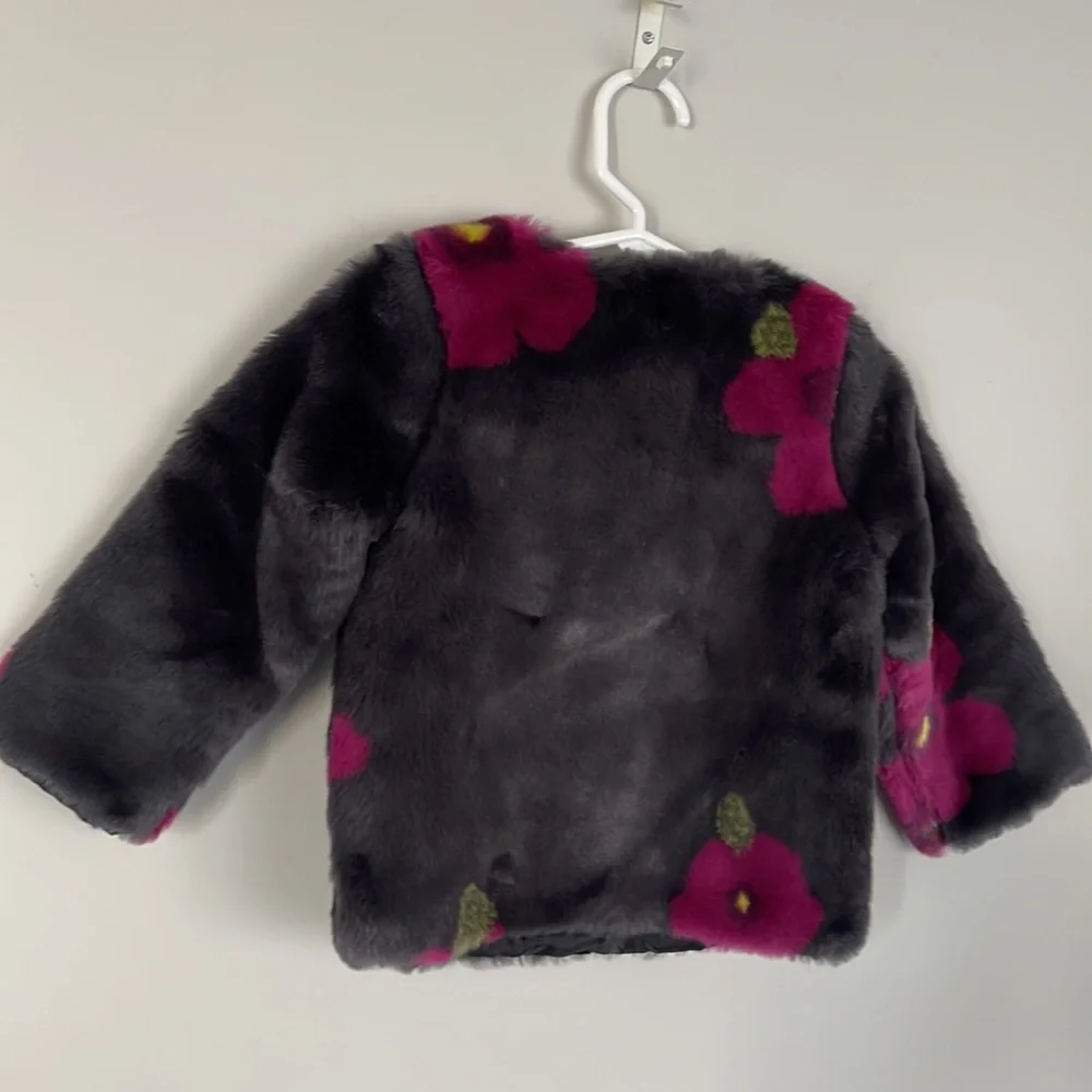 OSHKOSH Genuine Floral Faux Fur Girls Jacket Size 2T